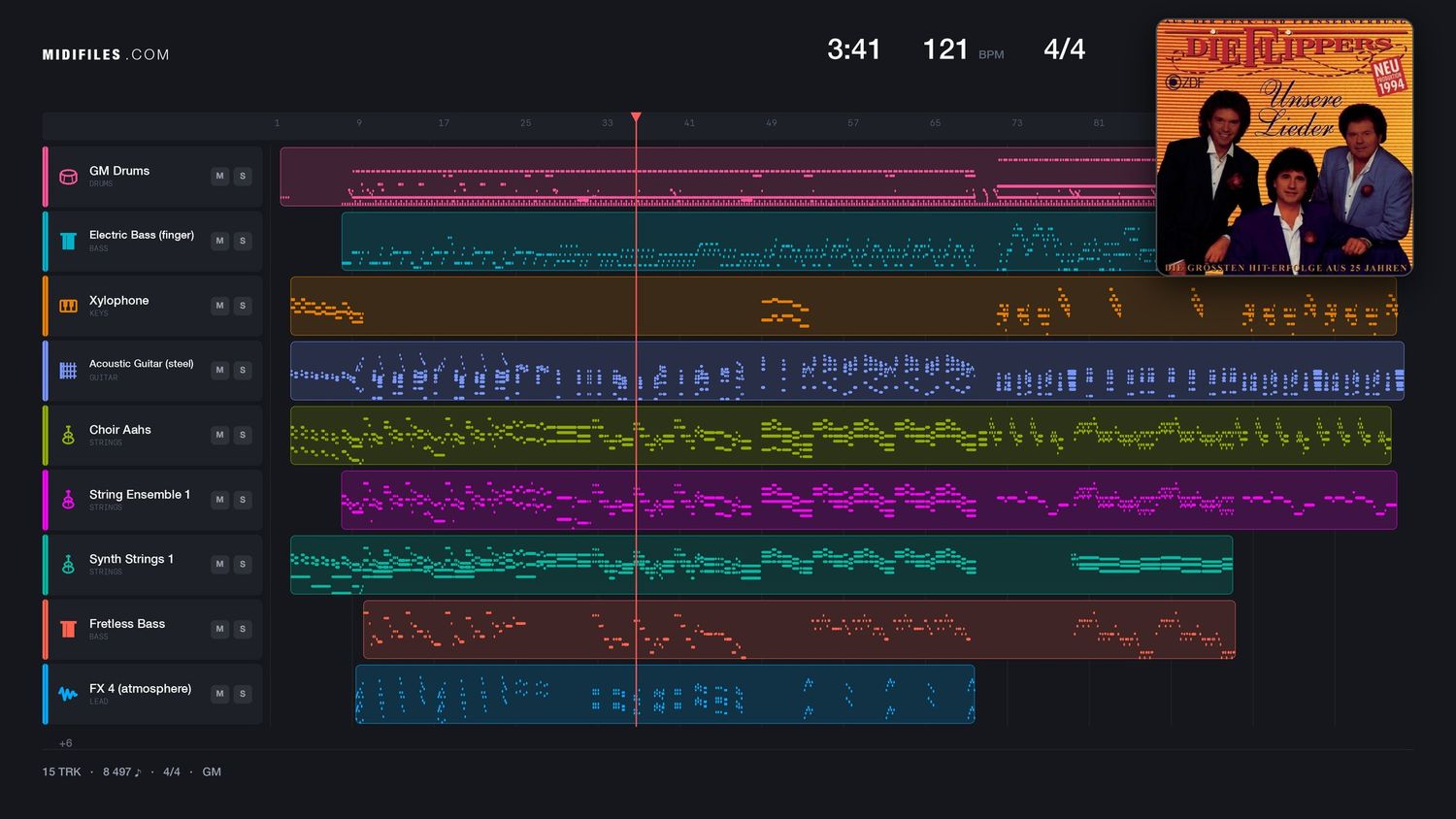 Ein Herz Auf Reisen (medley) - Flippers (MIDI individual tracks)