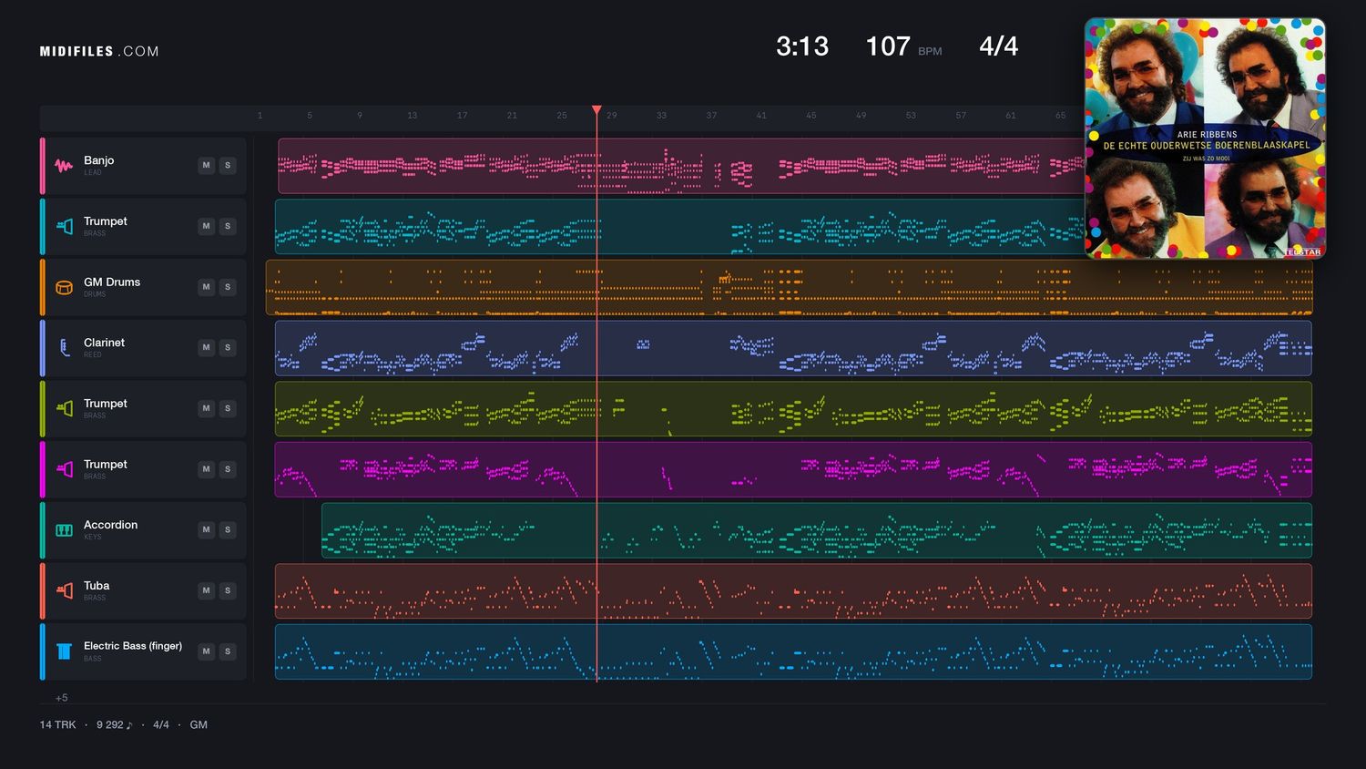 De Echte Ouderwetse Boerenblaaskapel - Arie Ribbens (MIDI individual tracks)