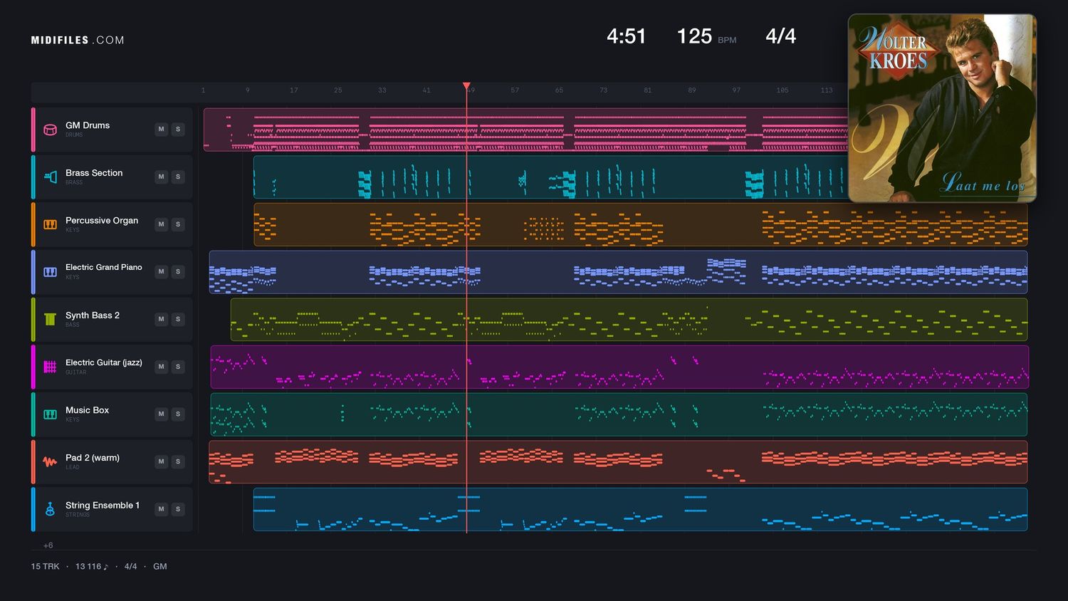Geen Seconde Zonder Jou - Wolter Kroes (MIDI individual tracks)
