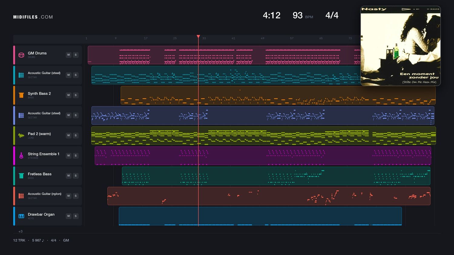 Een Moment Zonder Jou - Nasty (MIDI individual tracks)