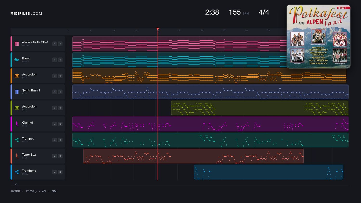 Harmonika - D' Feldberger Spitzbuebe (MIDI individual tracks)