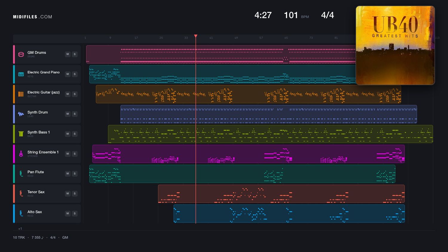 Higher Ground - UB 40 (MIDI individual tracks)