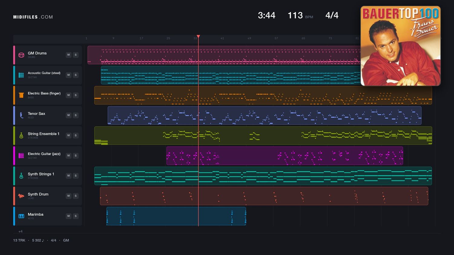 Op Zoek Naar Jouw Liefde - Frans Bauer (MIDI individual tracks)