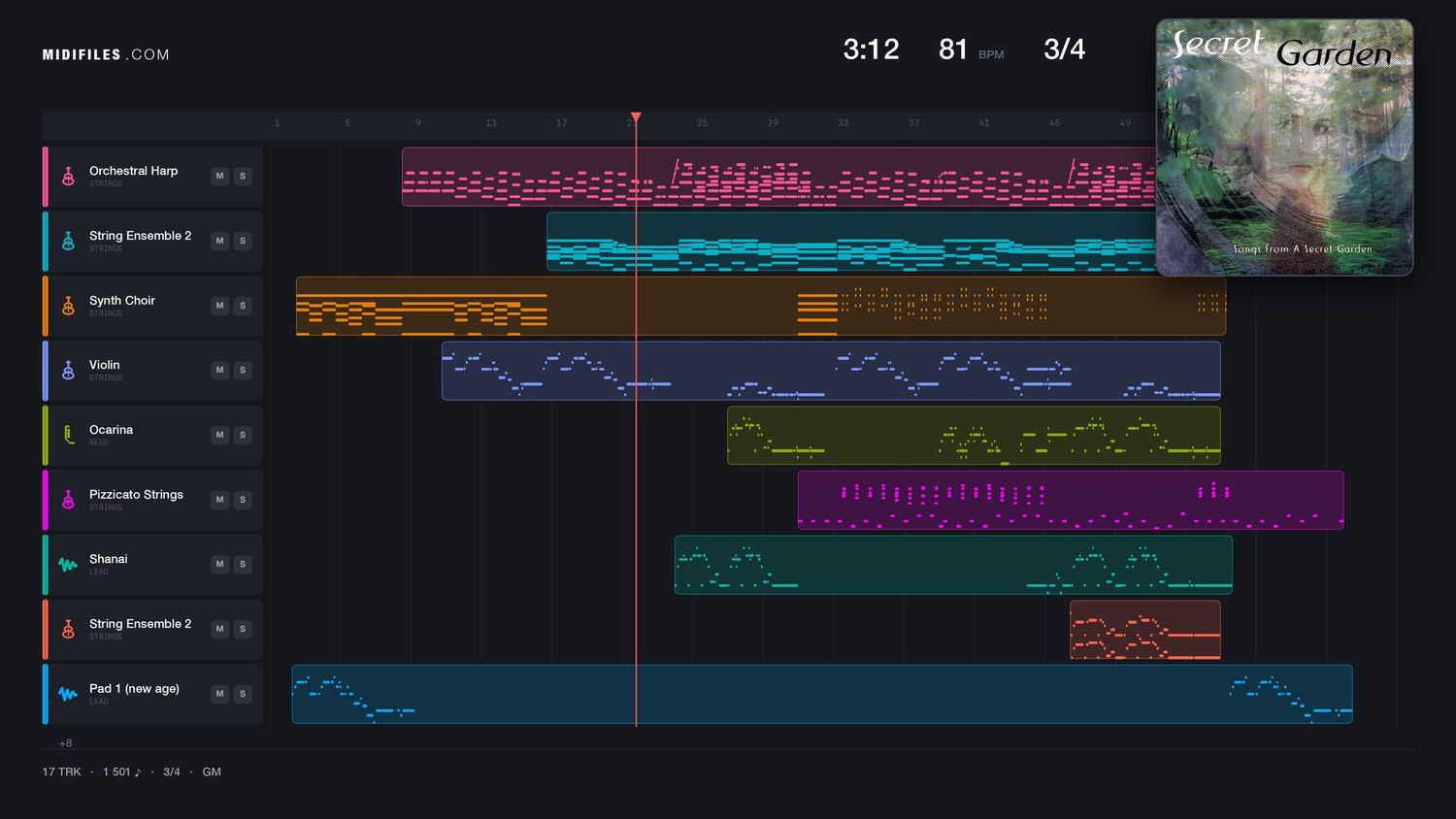 Nocturne (songfestival 1995) - Secret Garden (MIDI individual tracks)