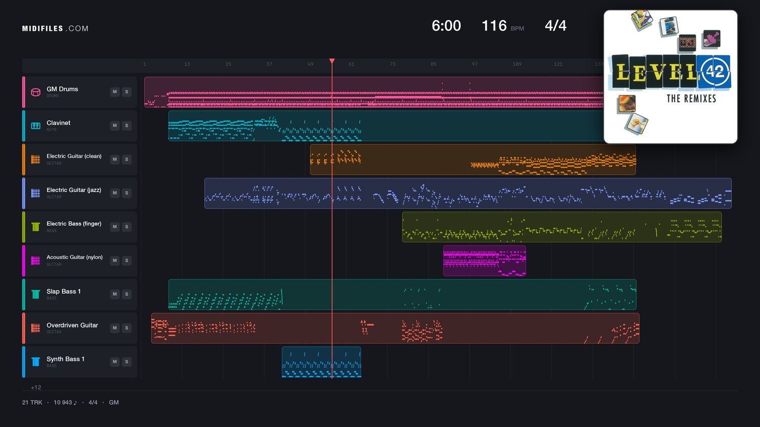 The Hit Combination (medley) - Level 42 (MIDI individual tracks)