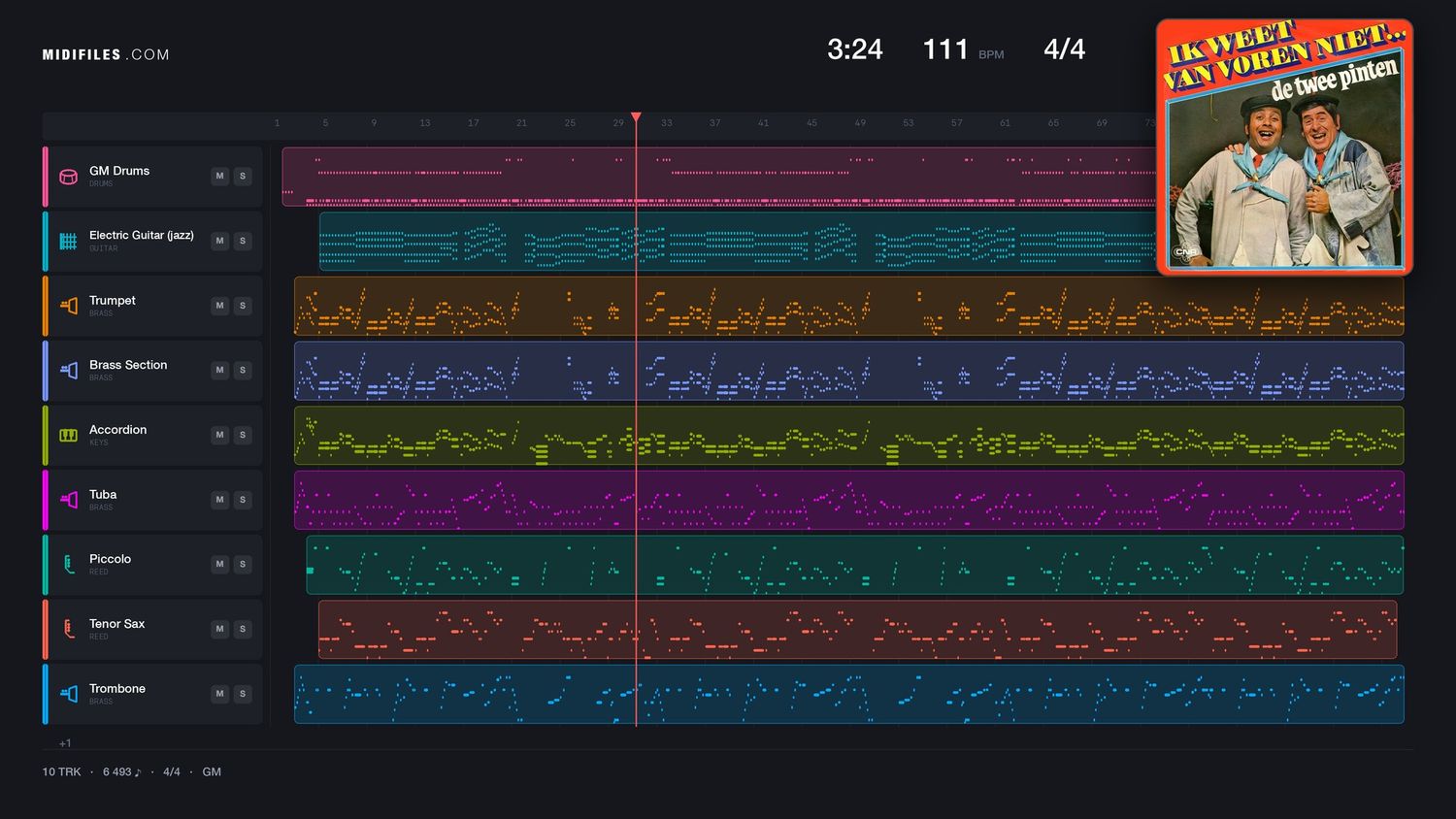 Zak 'es Lekker Door - De Twee Pinten (MIDI individual tracks)
