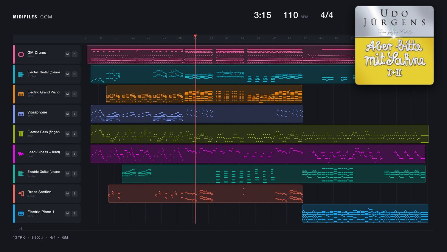 Udo Jurgens I (medley) - Udo Jürgens (MIDI individual tracks)