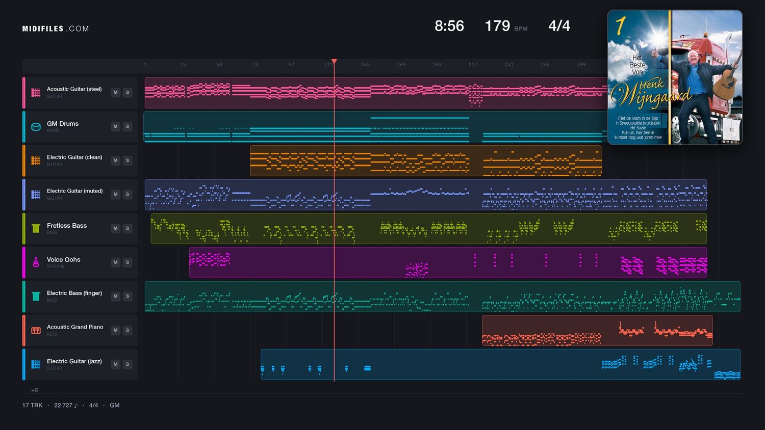 Wijngaard (medley) - Henk Wijngaard (MIDI individual tracks)