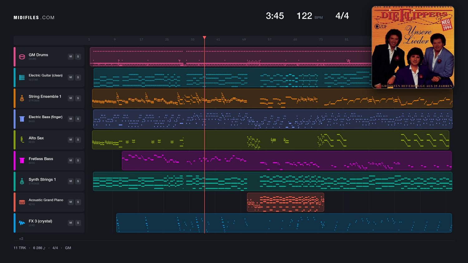 Wellen Wind Und Schone Madchen (medley) - Flippers (MIDI individual tracks)