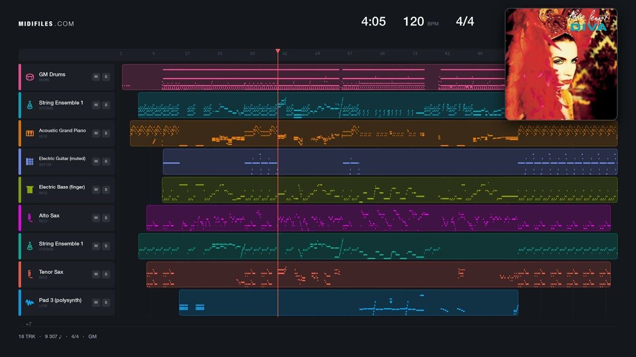 Walking On Broken Glass - Lennox Annie (MIDI individual tracks)