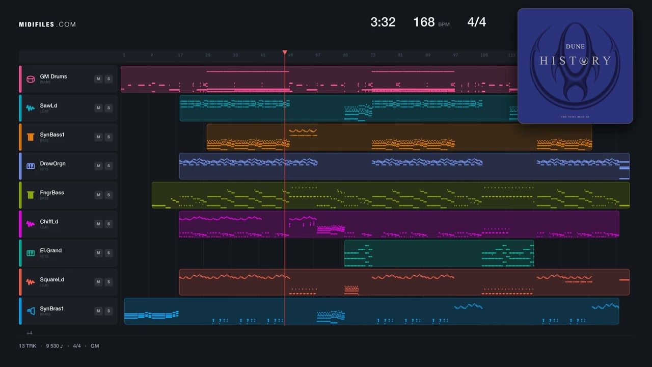 Rainbow To The Stars - Dune (MIDI individual tracks)