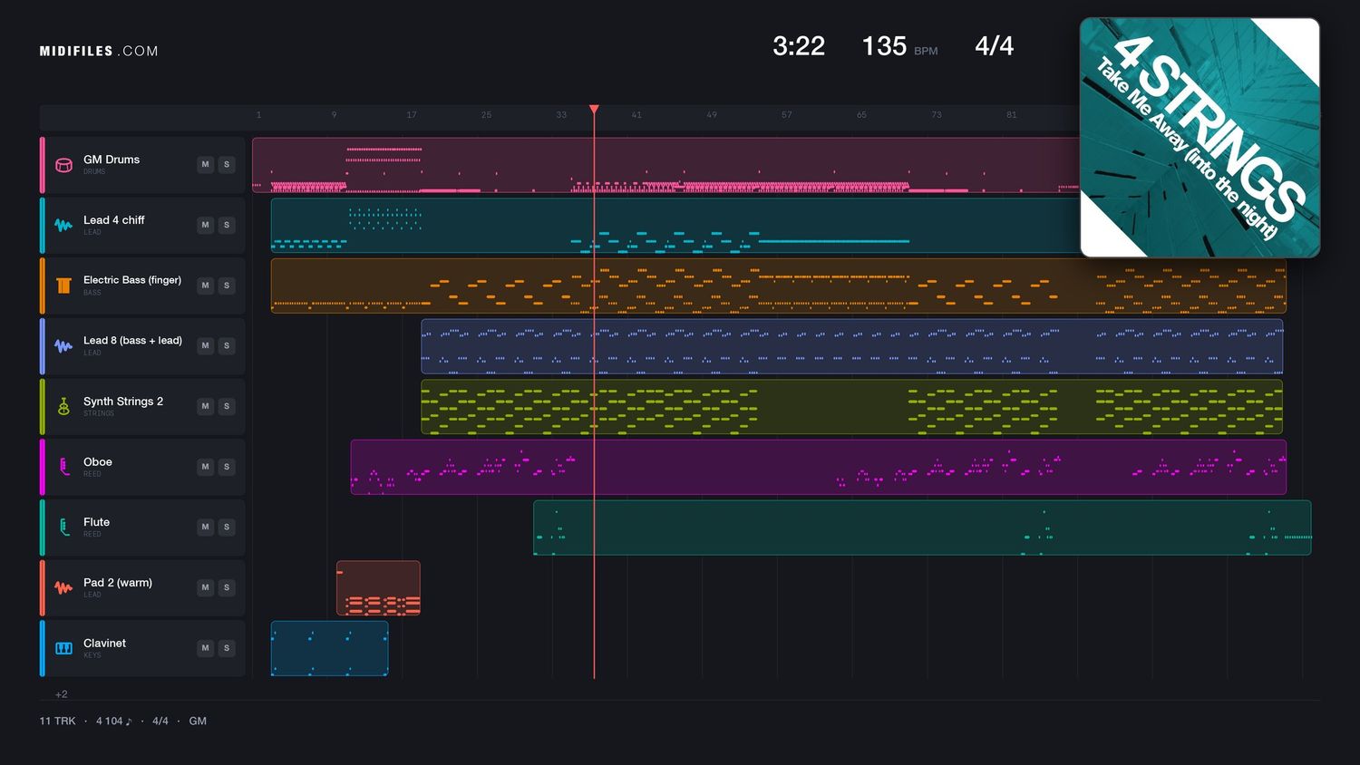 Take Me Away Into The Night - 4 Strings (MIDI individual tracks)
