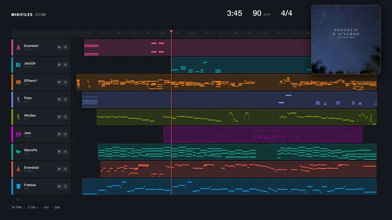 Bladerunner: Love Theme - Vangelis (MIDI individual tracks)