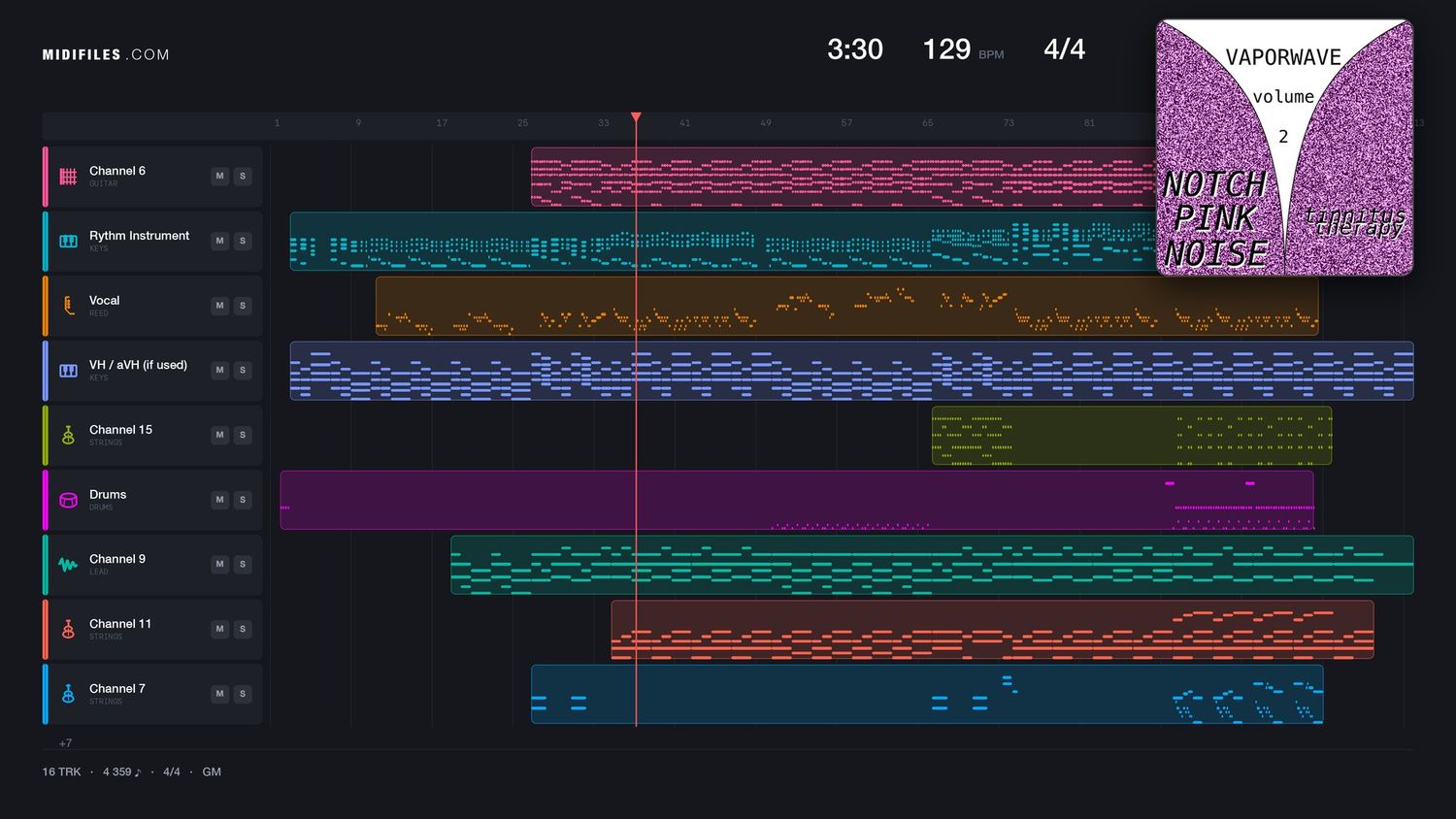 Daylight - David Kushner (MIDI individual tracks)