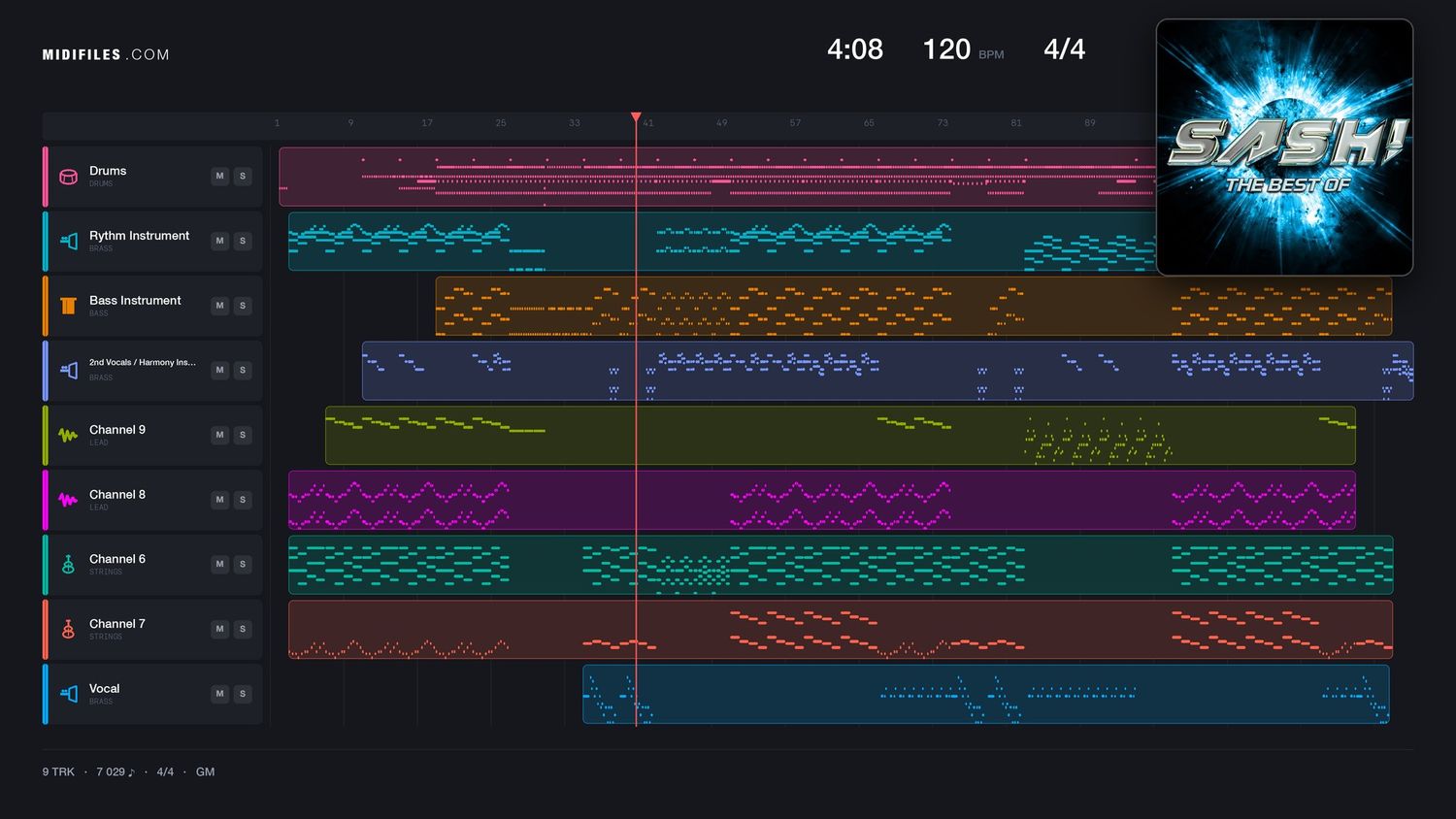 Colour The World - Sash! (MIDI individual tracks)