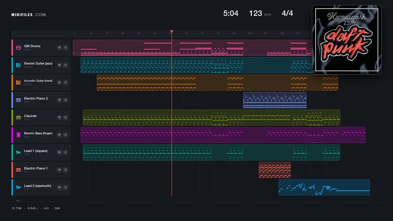 Digital Love - Daft Punk &amp; DJ Sneak (MIDI GM individual tracks)