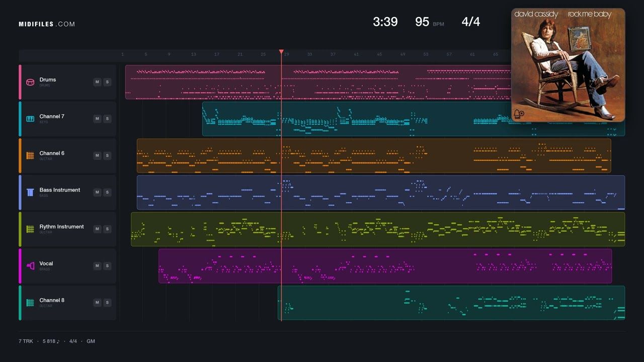 Rock Me Baby - David Cassidy (MIDI individual tracks)