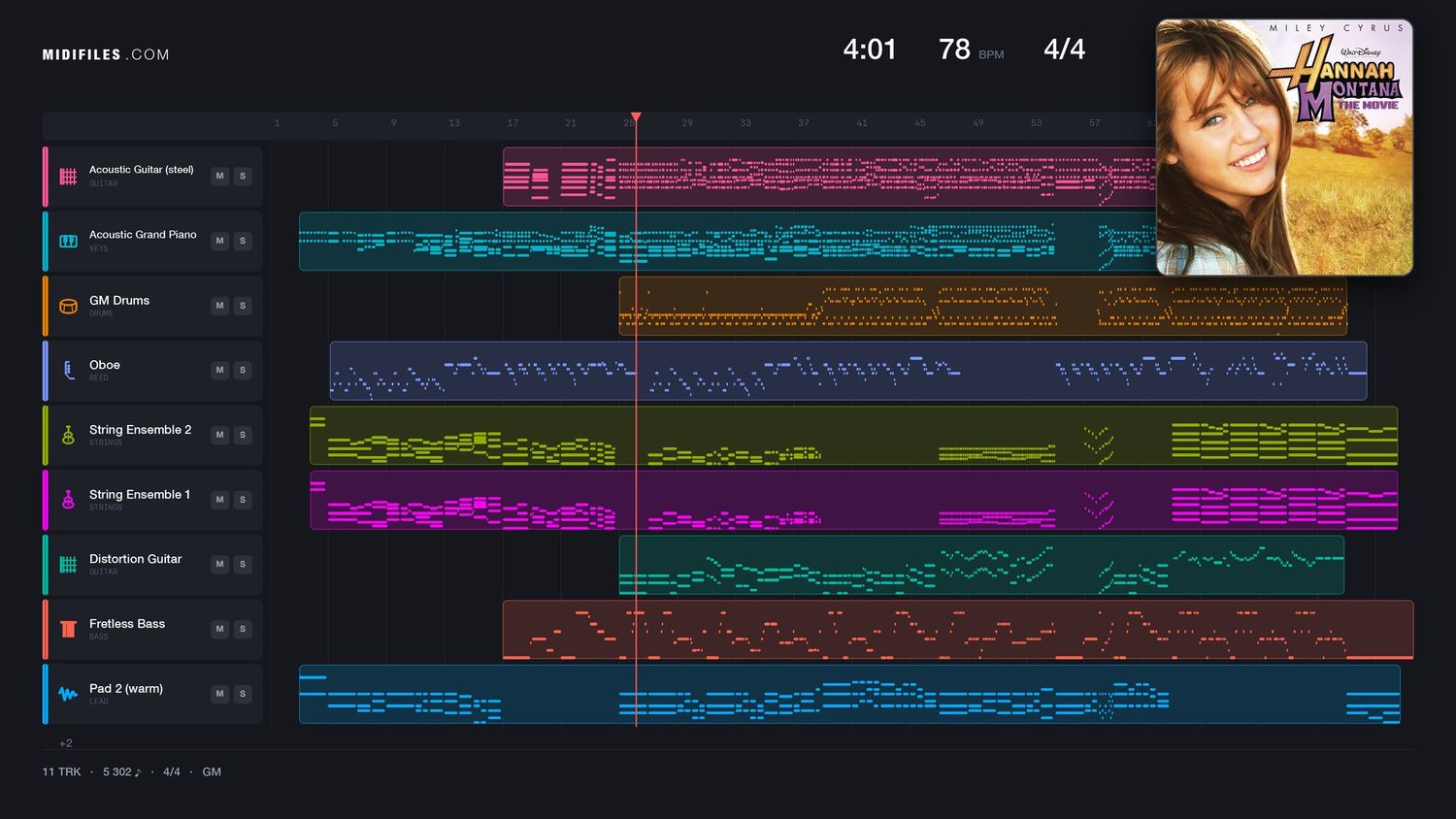 The Climb - Miley Cyrus (MIDI individual tracks)
