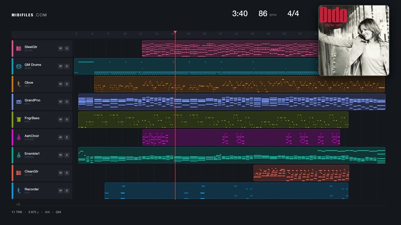 White Flag - Dido (MIDI individual tracks)
