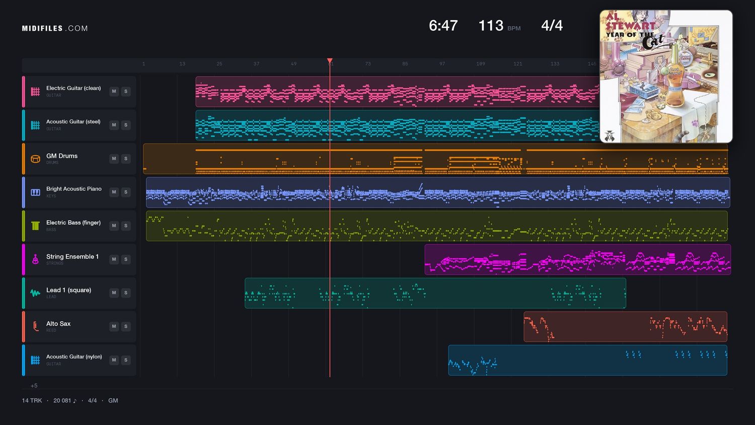 Year Of The Cat - Al Stewart (MIDI individual tracks)