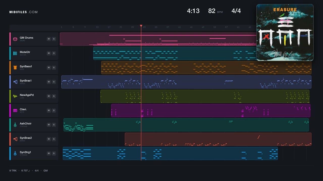 Oh L'amour: Live Vers. - Erasure (MIDI individual tracks)