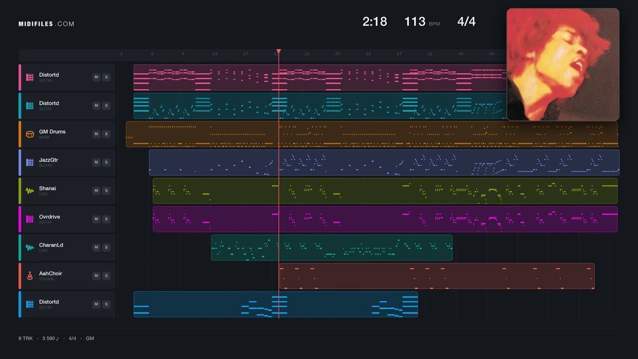 Crosstown Traffic - Jimi Hendrix (MIDI individual tracks)