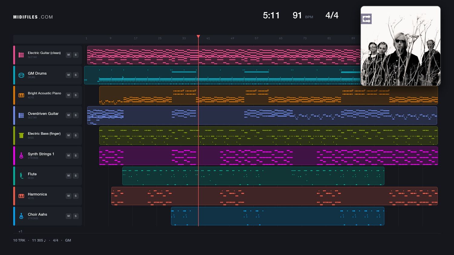 Swingin' - Tom Petty (MIDI individual tracks)