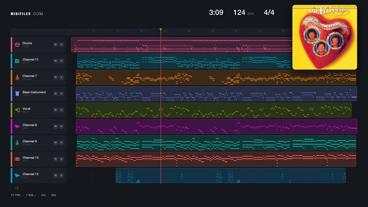 Ein Herz aus Schokolade - Flippers (MIDI individual tracks)