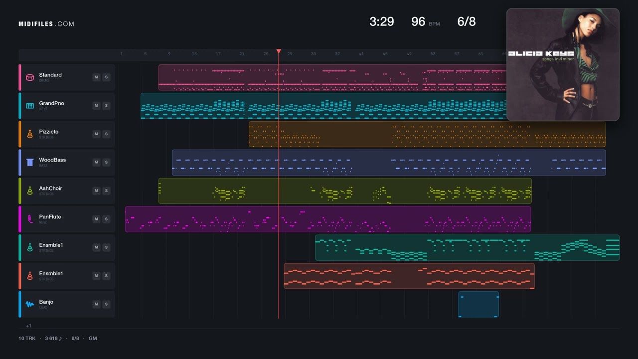 Fallin' - Alicia Keys (MIDI individual tracks)