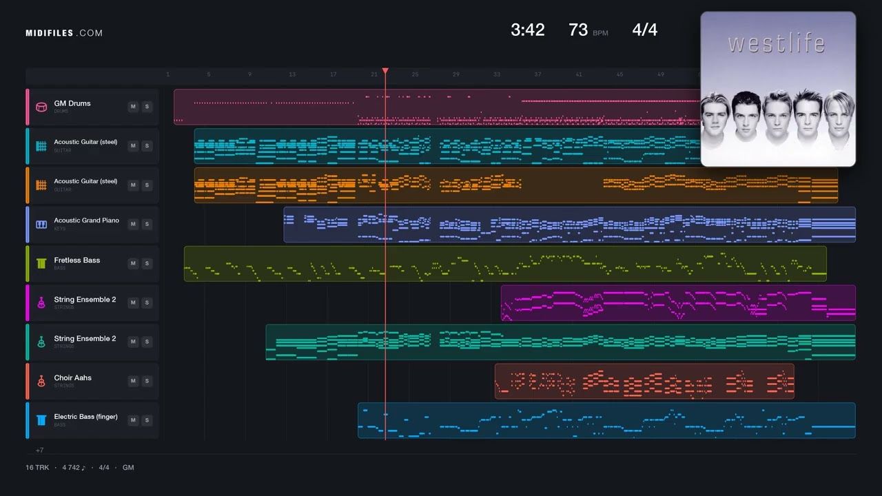 Flying Without Wings - Westlife (MIDI individual tracks)