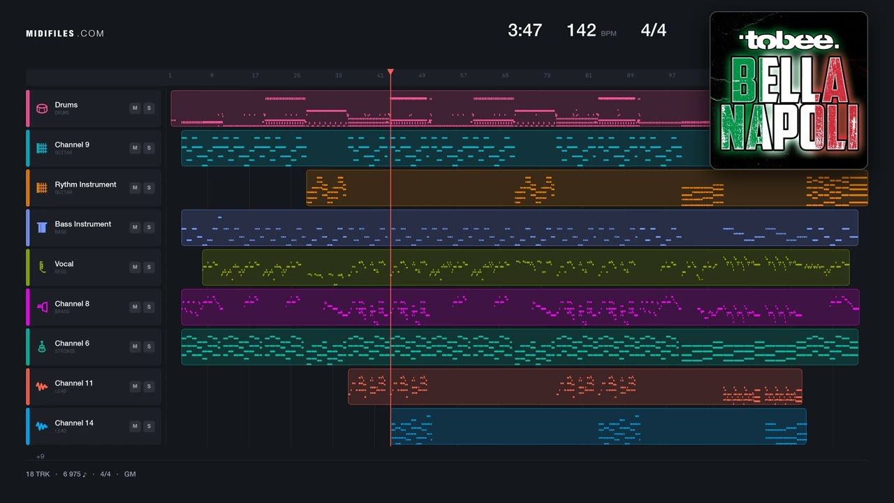 Bella Napoli [Xtreme Sound Party Mix] - Tobee (MIDI Karaoke)