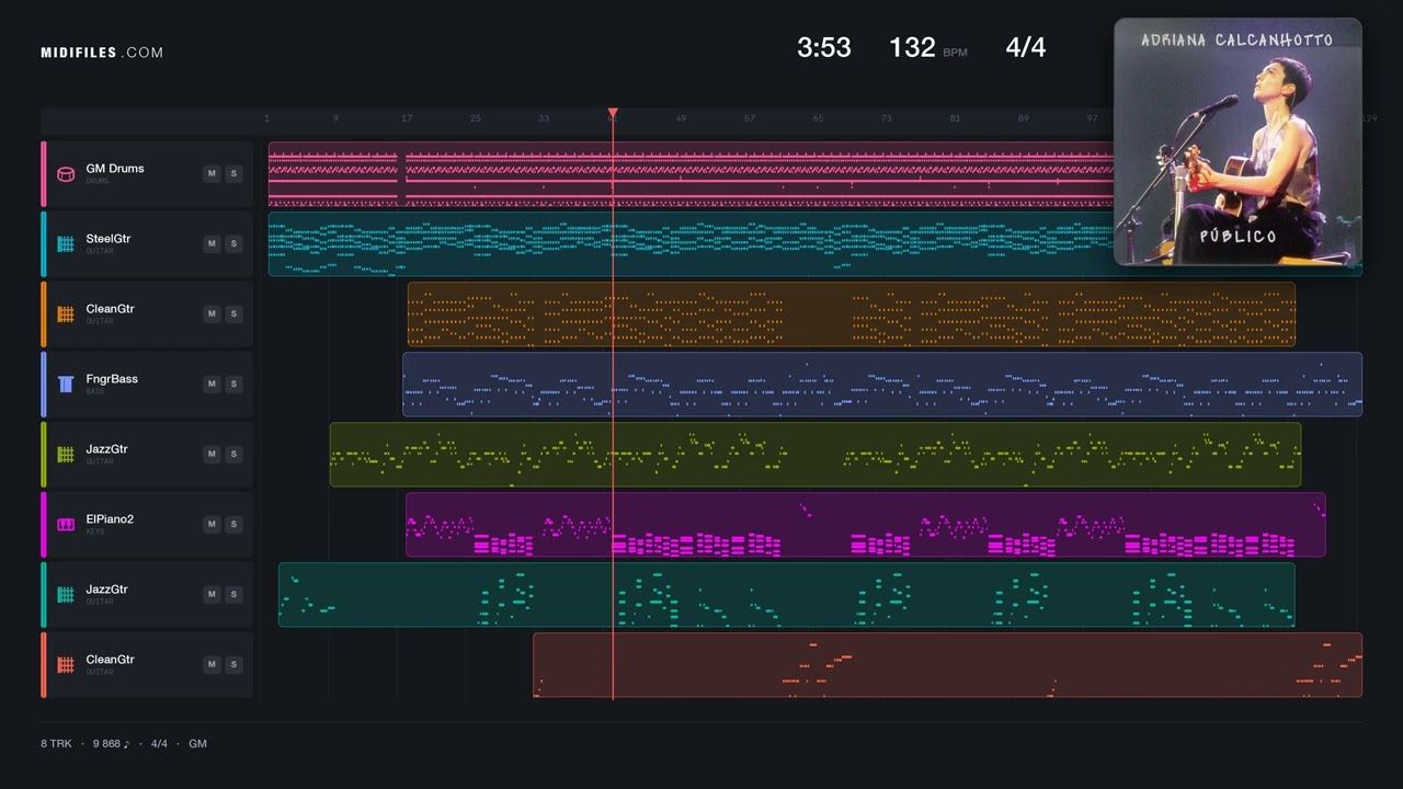 Maresia - Adriana Calcanhoto (MIDI Karaoke GM2 individual tracks)