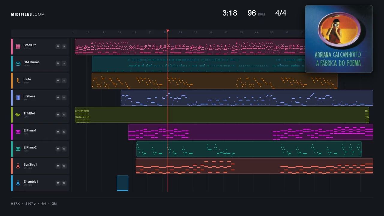 Metade - Adriana Calcanhoto (MIDI Karaoke GM2 individual tracks)