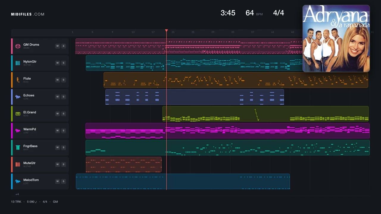 So Faltava Voce - Adriana e a Rapaziada (MIDI Karaoke GM individual tracks)
