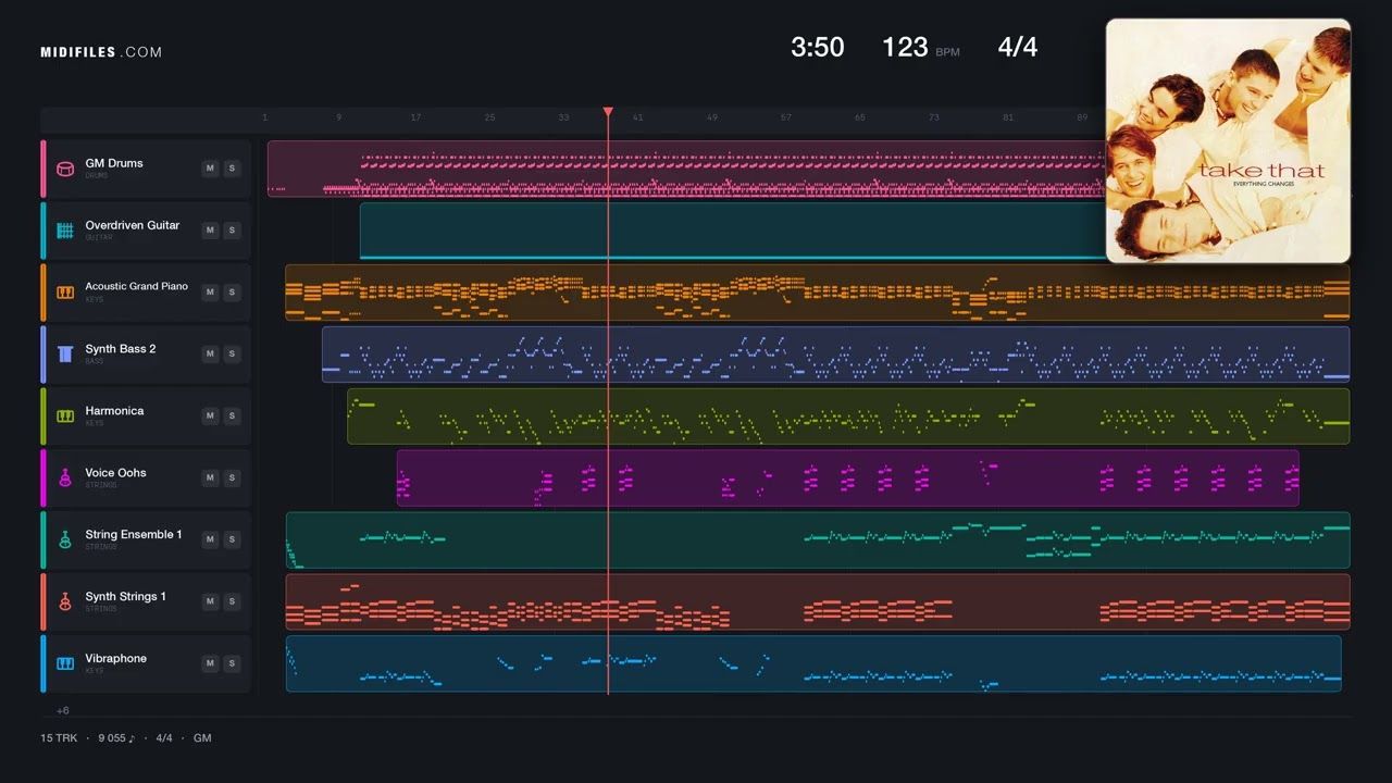 Everything Changes But You - Take That (MIDI GS Roland individual tracks)