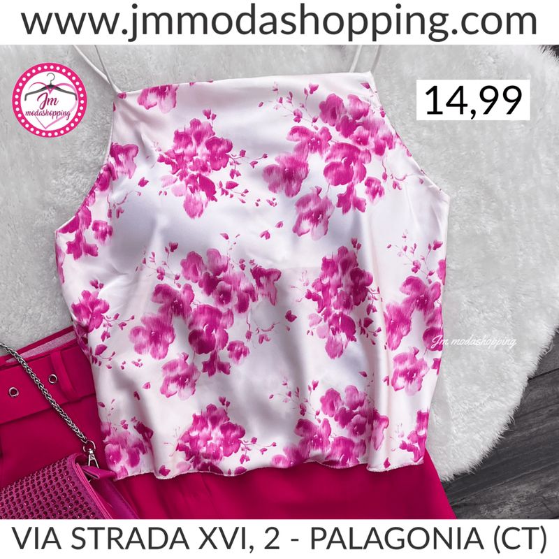 Top fantasia floreale fucsia