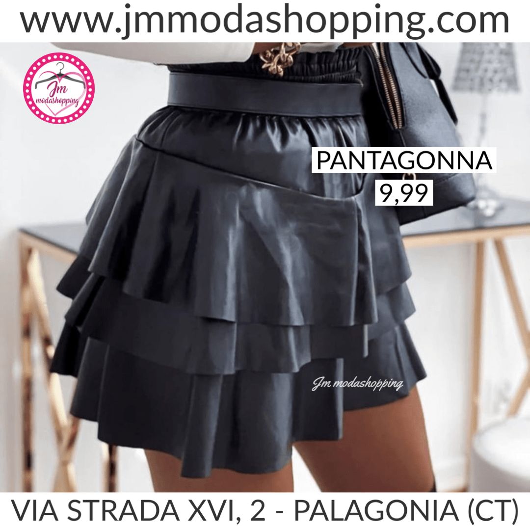 Pantagonna in similpelle con cintura