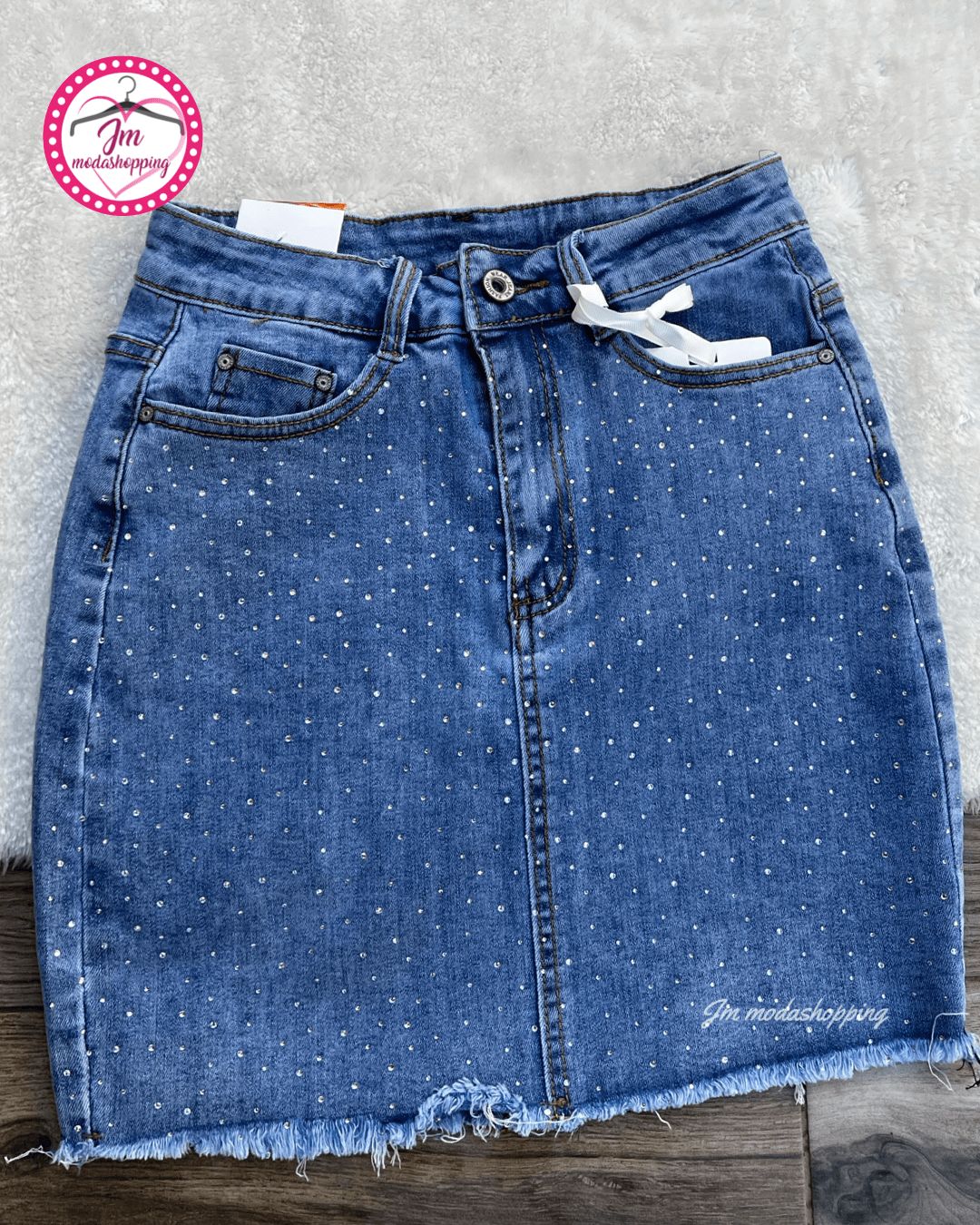Gonna di jeans elasticizzata con brillantini