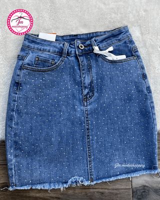Gonna di jeans elasticizzata con brillantini