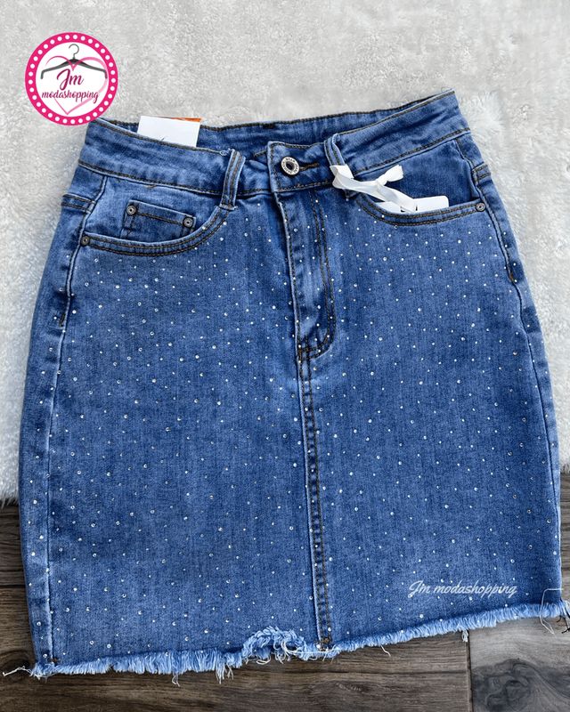 Gonna di jeans elasticizzata con brillantini