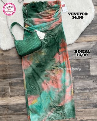 Vestito a fascia fantasia astratta verde