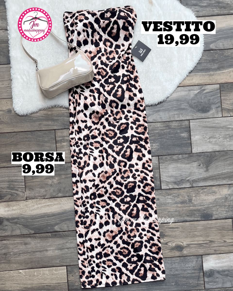 Vestito leopardato con spacco dietro
