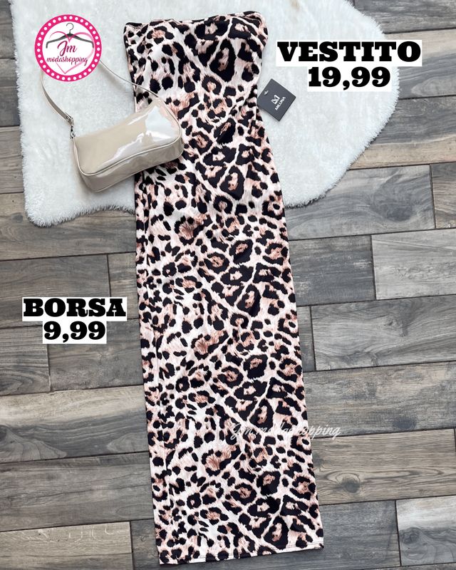 Vestito leopardato con spacco dietro