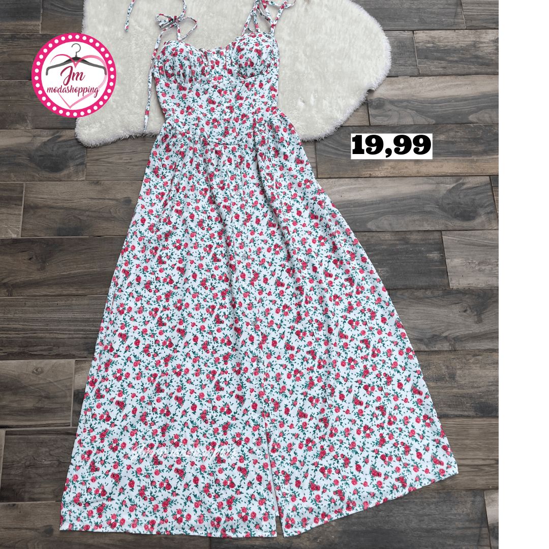 Vestito mania bianco fiori rossi