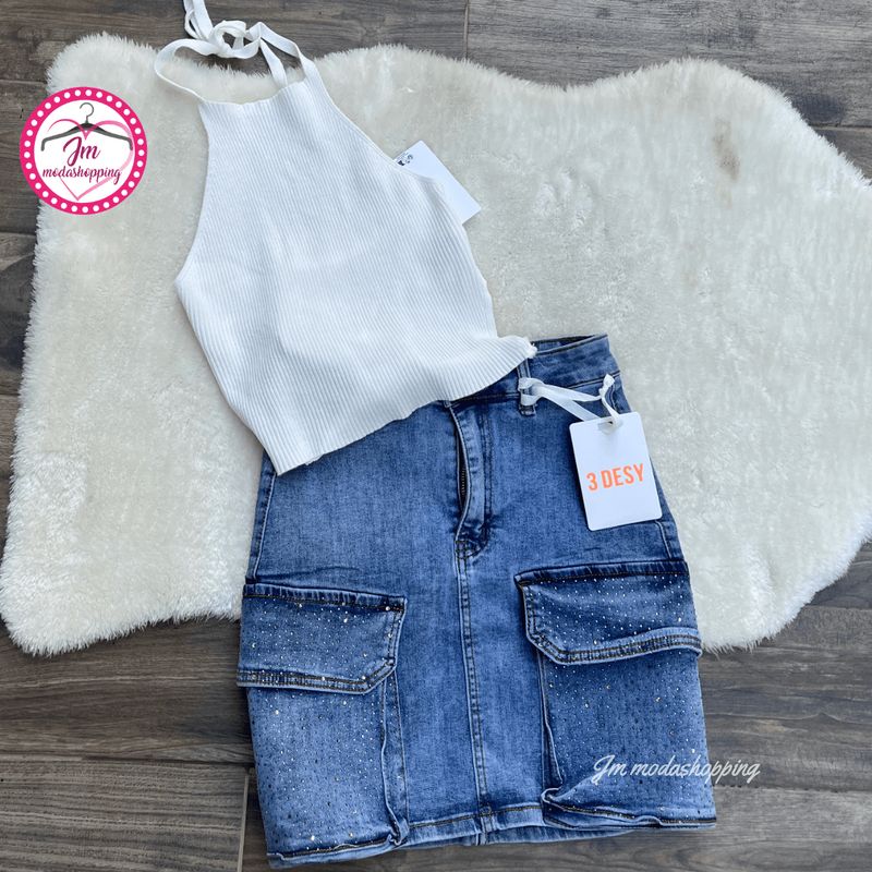 Gonna jeans cargo