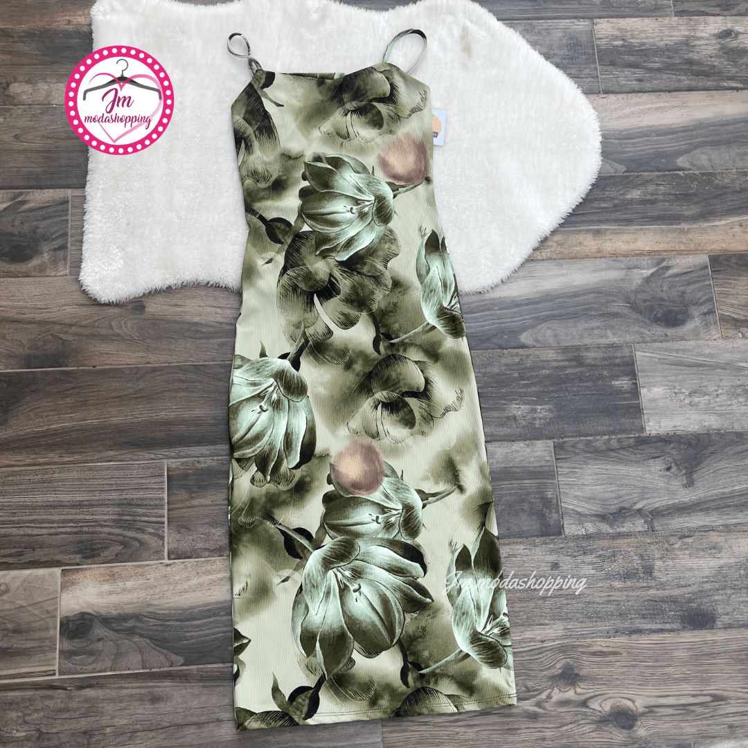 Vestito fiori a costina Sarah