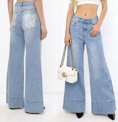 Jeans palazzo tasca argento