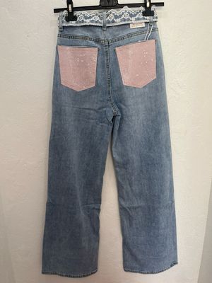 Jeans Sonia tasca rosa cintura in pizzo