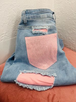 Jeans tasca rosa elasticizzato
