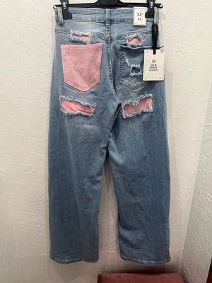 Jeans tasca rosa elasticizzato
